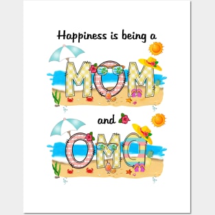 Happiness Is Being A Mom And Oma Summer Beach Happy Mother's Posters and Art